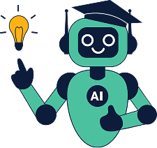 AI Sensei character holding a light bulb